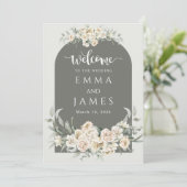 Grüne, schlichte Blume Begrüßung Einladung (Stehend Vorderseite)