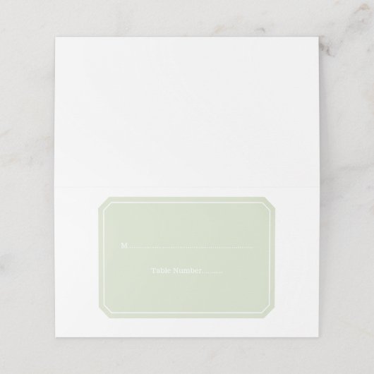 Grüne, schlichte Platzkarten (Außenseite Aufgefaltet)