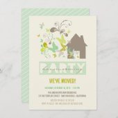 Grüne Schmetterlinge Burst House Erwärmung Party E Einladung (Vorne/Hinten)