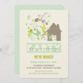 Grüne Schmetterlinge Burst House Erwärmung Party E Einladung (Vorne/Hinten)