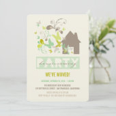 Grüne Schmetterlinge Burst House Erwärmung Party E Einladung (Stehend Vorderseite)