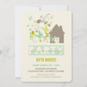 Grüne Schmetterlinge Burst House Erwärmung Party E Einladung (Vorderseite)