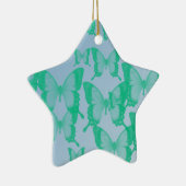 grüne Schmetterlinge im blauen Hintergrund Keramik Ornament (Rechts)