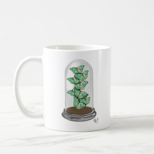 Grüne Schmetterlinge in Bell Jar 2 Kaffeetasse (Links)