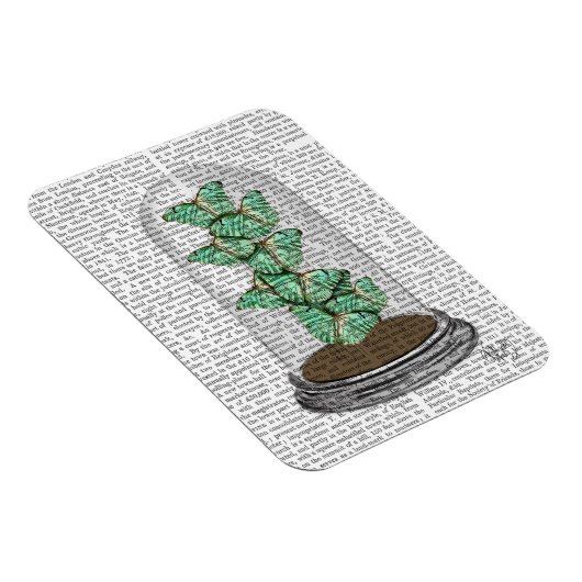 Grüne Schmetterlinge in Bell Jar 2 Magnet (Rechte Seite)