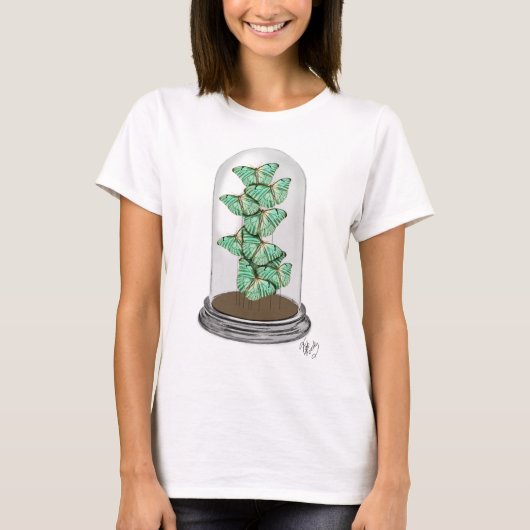 Grüne Schmetterlinge in Bell Jar 2 T-Shirt (Vorderseite)