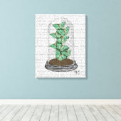 Grüne Schmetterlinge in Bell Jar Leinwanddruck (Insitu (Holzboden))