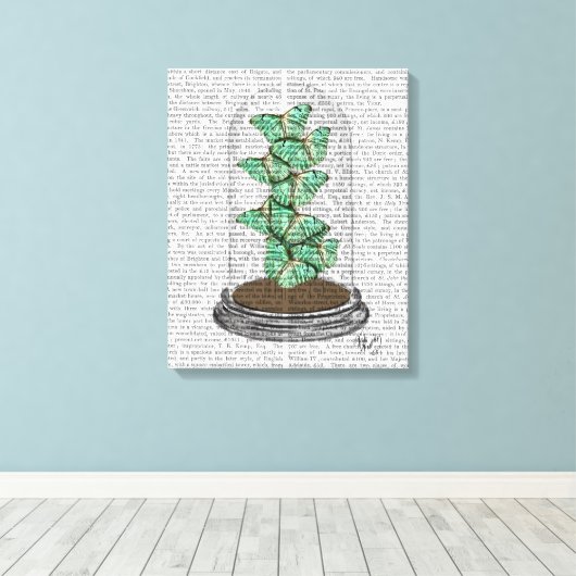 Grüne Schmetterlinge in Bell Jar Leinwanddruck (Insitu (Holzboden))