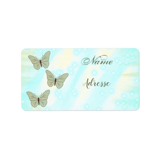 Grüne Schmetterlinge, personalisiert Adressaufkleber (Vorne)