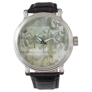 Grüne Schmetterlings-Einfügung mit Ironwork-Tor Armbanduhr