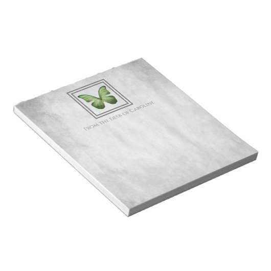 Grüne Schmetterlingsplatte Personalisiert Notepad Notizblock (angewinkelt)