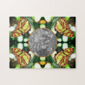 Grüne Schmetterlingsrahmen schaffen Ihr eigenes Fo Puzzle (Horizontal)