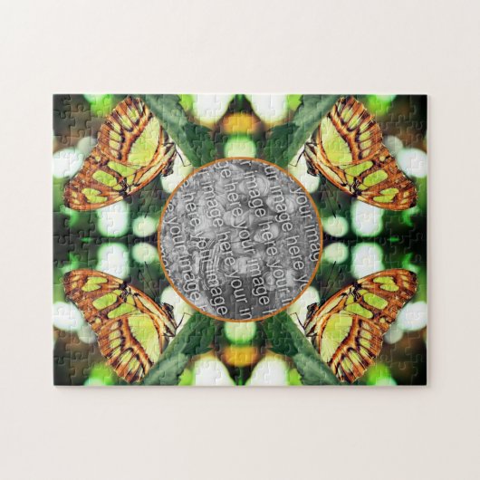 Grüne Schmetterlingsrahmen schaffen Ihr eigenes Fo Puzzle (Horizontal)