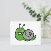 Grüne Schnecke Postkarte (Stehend Vorderseite)