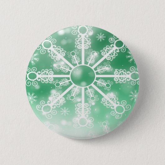 Grüne Schneeflocke Button (Vorderseite)