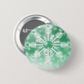 Grüne Schneeflocke Button (Vorne & Hinten)