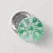 Grüne Schneeflocke Button (Vorne & Hinten)