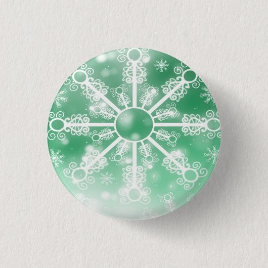 Grüne Schneeflocke Button (Vorderseite)