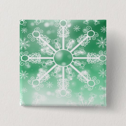Grüne Schneeflocke Button (Vorderseite)