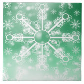 Grüne Schneeflocke Fliese (Vorderseite)