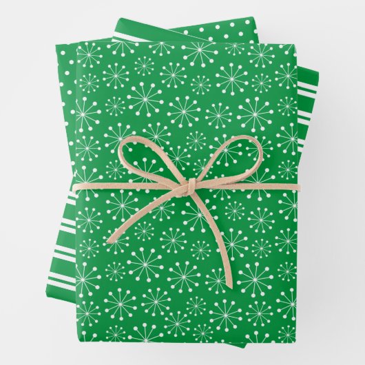 Grüne Schneeflocke Geschenkpapier Set (Beispiel)