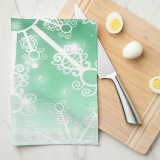 Grüne Schneeflocke Geschirrtuch (Viertel Falte)