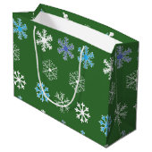 Grüne Schneeflocke Große Geschenktasche Geschenktüte (Rückseite Schrägansicht)