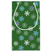 Grüne Schneeflocke Kleine Geschenktasche Geschenktüte (Rückseite)