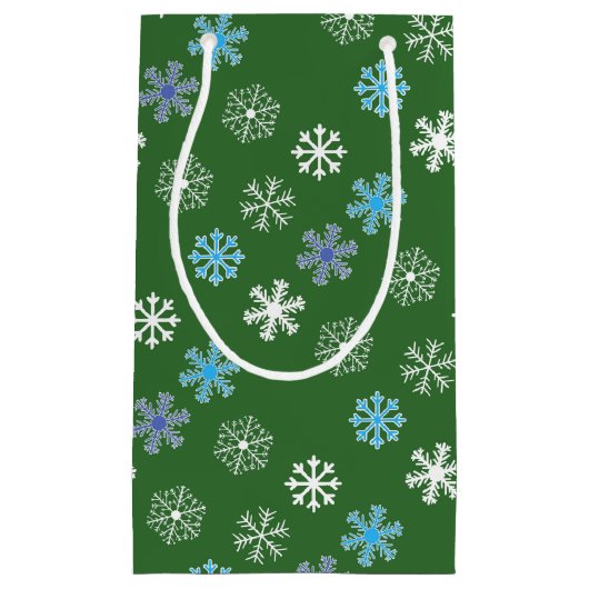 Grüne Schneeflocke Kleine Geschenktasche Geschenktüte (Vorderseite)