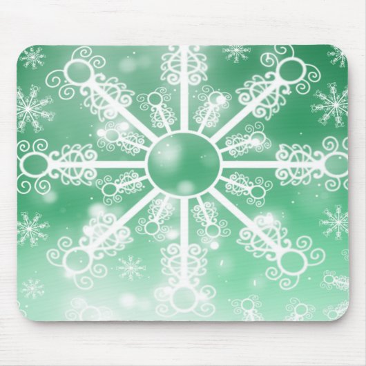 Grüne Schneeflocke Mousepad (Vorne)