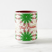Grüne Schneeflocken des Kindes Erstes Weihnachtsfe Tasse (Zentrum)