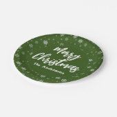 Grüne Schneeflocken Einfache Elegante Frohe Weihna Pappteller (Schrägansicht)