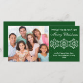 Grüne Schneeflocken - Fotokarte Feiertagskarte (Vorne/Hinten)