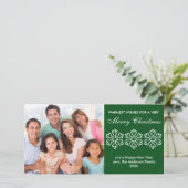 Grüne Schneeflocken - Fotokarte Feiertagskarte (Stehend Vorderseite)