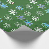 Grüne Schneeflocken Geschenkpapier (Ecke)