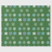 Grüne Schneeflocken Geschenkpapier (Flach)