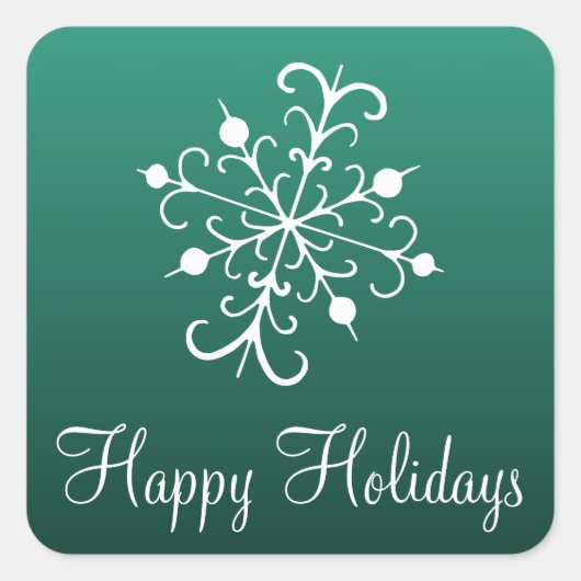 Grüne Schneeflocken Quadratischer Aufkleber (Vorderseite)