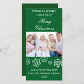 Grüne Schneeflocken Warmwünscht Foto - Fotokarte Feiertagskarte (Vorne/Hinten)