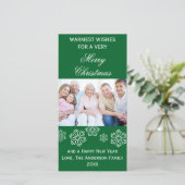 Grüne Schneeflocken Warmwünscht Foto - Fotokarte Feiertagskarte (Stehend Vorderseite)