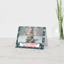 Grüne Schneeflocken Weihnachten geklappte Fotokart