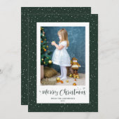 Grüne Schneekalligraphie Foto Weihnachtskarten Feiertagskarte (Vorne/Hinten)