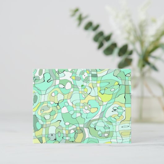 Grüne Schnörkel Postkarte (Stehend Vorderseite)