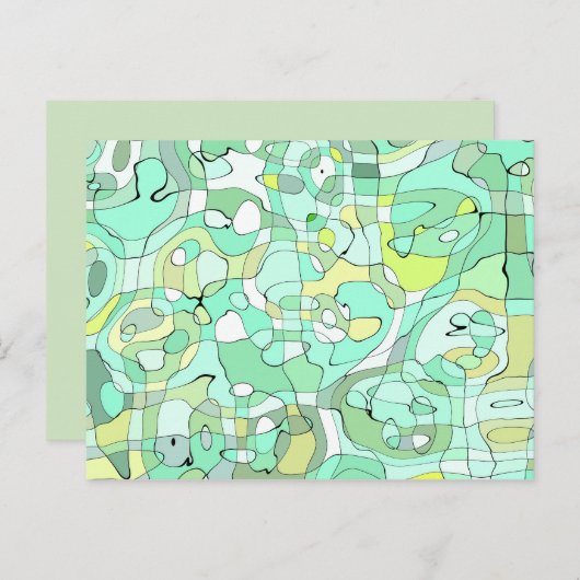 Grüne Schnörkel Postkarte (Vorne/Hinten)