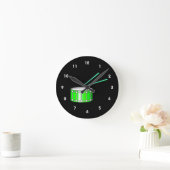grüne Schnürgrafik mit Sticks Runde Wanduhr (Zuhause)