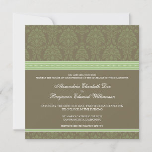 Grüne Schokolade Damask Hochzeit Einladung
