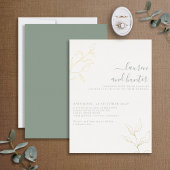Grüne Schrift Botanische Hochzeit Gold Folieneinladung