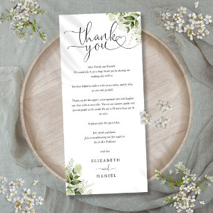 Grüne Schrift Hochzeit Danksagungskarte Menükarte