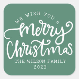 Grüne Schriftfamilie Quadratischer Aufkleber