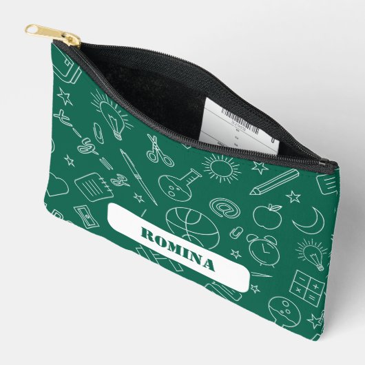 Grüne Schulelemente Bleistift-Koffer Zubehörtasche (Offen)