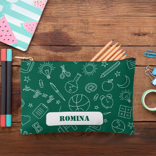 Grüne Schulelemente Bleistift-Koffer Zubehörtasche